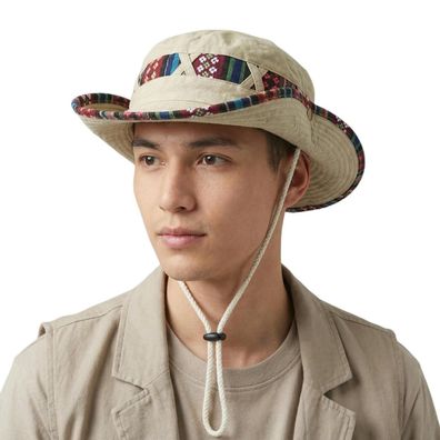 HIQIU Sonnenhut Herren Baumwolle Sommerhut Faltbar Boonie Hut mit Kinnriemen