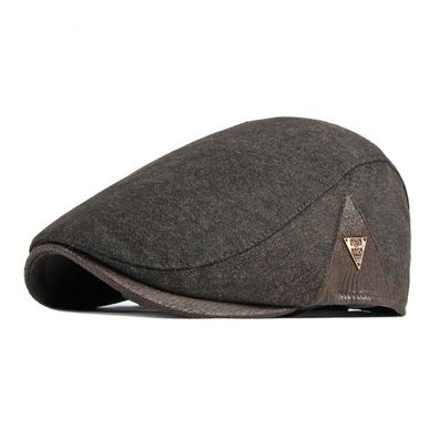 HIQIU Herren Schiebermütze Winter Verstellbar Newsboy Cap - Warme Flat Cap für