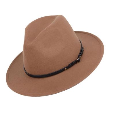 VASANA Unisex Fedora Hut Khaki - Klassischer Wollmischungs-Filzhut mit