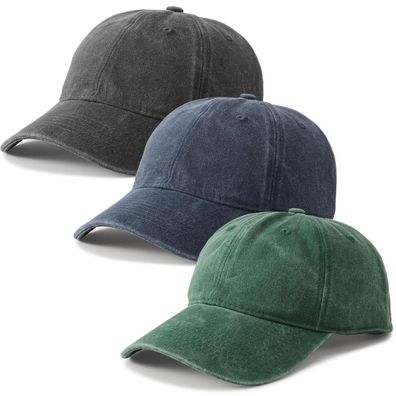 3er Pack Baseballkappen für Damen und Herren, verstellbar, Baumwolle, Vintage