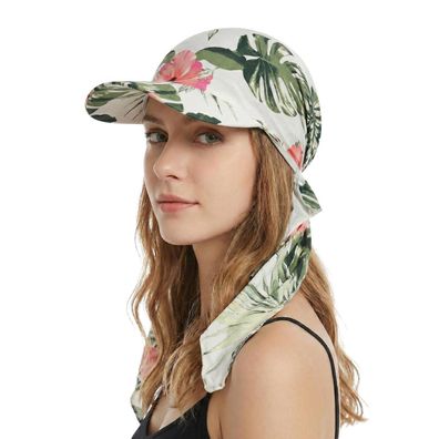 ZLYC Damen Chemo Kopfbedeckung mit Krempe und Visier, Beanie in Blätterbeige
