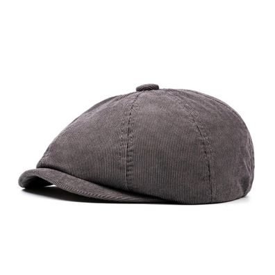 HIQIU Herren Kord Schiebermütze - 8-Panel Newsboy Cap, einfarbig, für