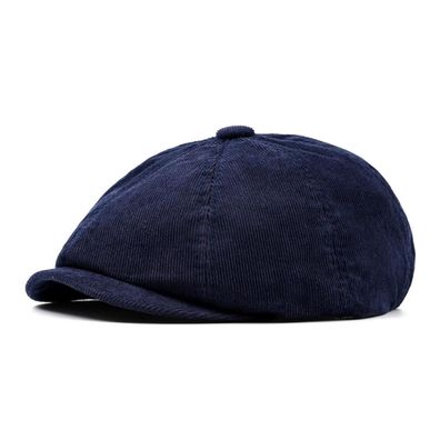 HIQIU Kord Schiebermütze Herren - 8-Panel Newsboy Cap, Einfarbige Baskenmütze