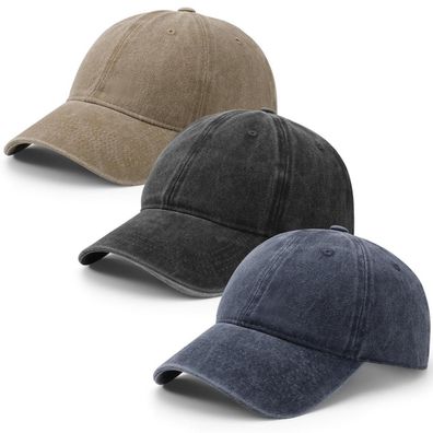 3er Pack Baseballkappen für Damen und Herren, verstellbar, Baumwolle, Vintage