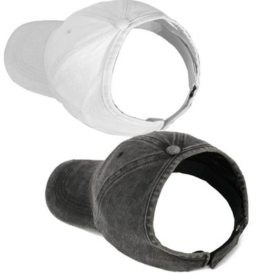 AICILY Damen Rückenfreie Baseballkappe für Pferdeschwänze, lockiges Haar, 2er