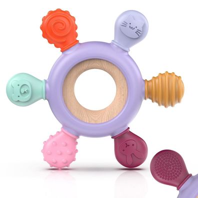 akolik Beißring Baby aus Silikon, BPA-frei, Zahnungshilfe, Greifling, Spielzeug
