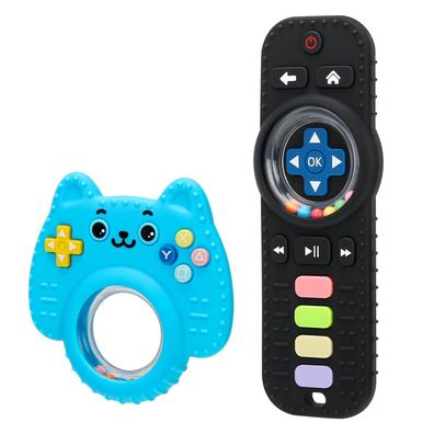 CLDY Baby Beißring Fernbedienung Spielzeug 2 Stück aus Silikon BPA-frei, ab 3