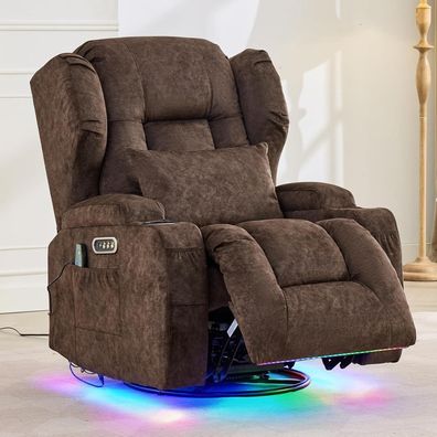 Elektrischer Relaxsessel mit Massage, Heizung und 240° Drehung, bis 150kg