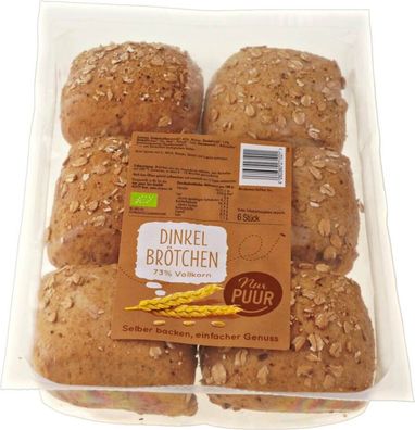 Nur Puur Dinkel Brötchen 73% Vollkorn, 6 Stück 300g