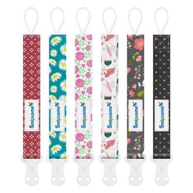 Smlpuame Baby Schnullerkette Mädchen, 6 Stück BPA-Frei Stoff Schnullerband