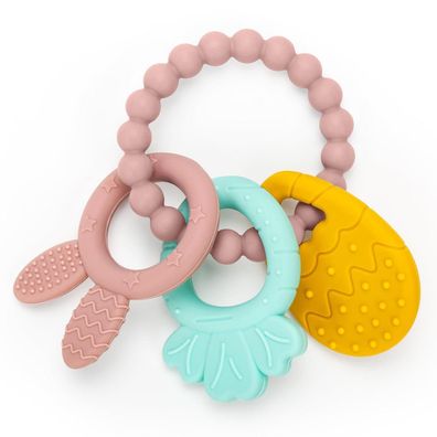 CLDY Silikon Beißring Set Osterei, Karotte, Hase - Babyspielzeug ab 3 Monaten