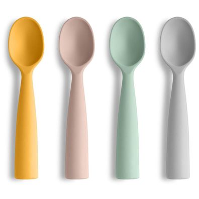 Vicloon Babylöffel 4er Set, Silikon Kinderbesteck BPA Frei, Fütterungslöffel