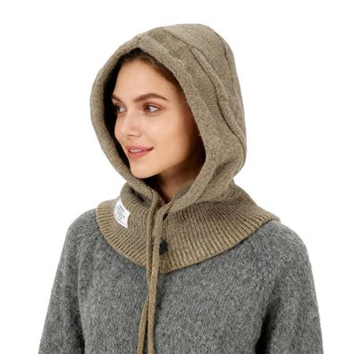 AYPOW Damen Winter Thermo Slouch Strickmütze & Schal 2in1, Warm Winddicht, Mokka