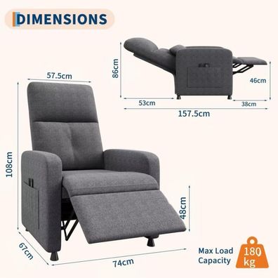 Acekool Elektrischer Relaxsessel mit Massage- und Wärmefunktion, Liegefunktion