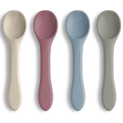 Vicloon Babylöffel 4er Set, Silikon Kinderbesteck BPA Frei, Fütterungslöffel