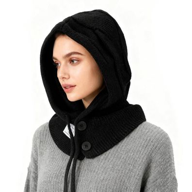 AYPOW Damen Winter Thermo Slouch Strickmütze & Schal 2in1 Warm Winddicht