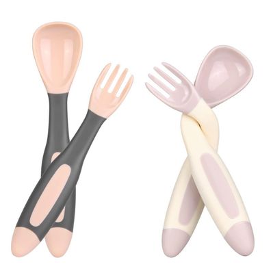 Vicloon Baby Löffel & Gabel Set, 4-teilig, BPA-frei, flexibel, für Babys ab 0