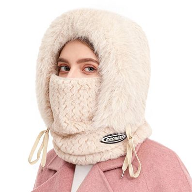 AYPOW Sturmhaube Winter Thermo Fleece Balaclava Skimaske Damen Herren Beige
