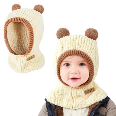 TAGVO Baby Beanie Wintermütze für Kinder 1-5 Jahre, niedliches Bären-Motiv