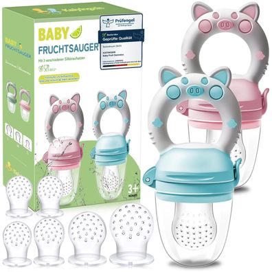 Kaiyingxin Fruchtsauger Baby 2 Stück, Upgrade 2023, BPA frei, inkl. 8