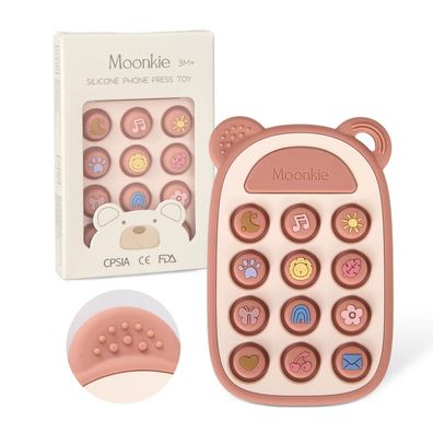 Moonkie Beißring Baby Silikon Spielzeug Handy, BPA-frei, ab 3 Monate+, Geschenk