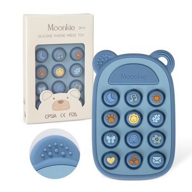 Moonkie Beißring Baby Silikon Spielzeug Handy ab 3 Monate, BPA-frei, Geschenk