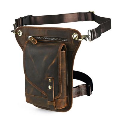 Herren Canvas Leder Motorrad Reit-Beintasche Hüfttasche Drop Leg Tasche FB211-6