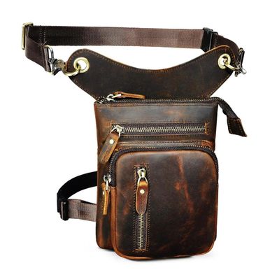 Handadsume Herren Canvas Leder Motorrad Reittasche Beintasche Hüfttasche Drop