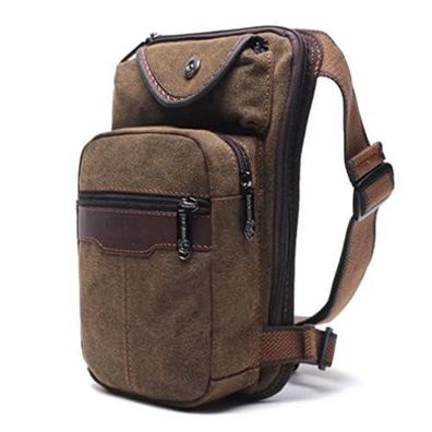 Hebetag Herren Beintasche aus Canvas für Mini iPad und iPhone, Braun