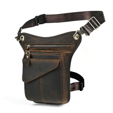 Handadsume Herren Canvas & Leder Motorrad Reit-Beintasche, Hüfttasche, Drop Leg