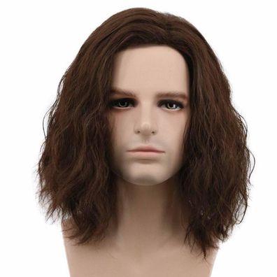 karlery Herren Flauschige Kurz Lockige Braun Perücke für Halloween, Cosplay und