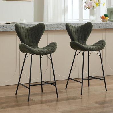 Dayalane Barhocker 4er Set, Moderne Chenille Küchenhocker mit Metallbeinen und