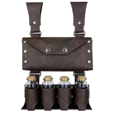 HiiFeuer Mittelalterliche Alchemie Kunstleder Gürteltasche mit 4 Kork