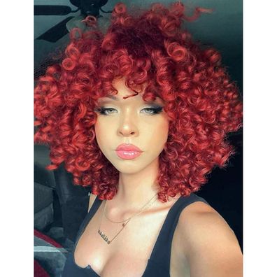 ColourfulPanda Afro Lockige Perücke Rot Blond Synthetik Kinky Curly Wig mit