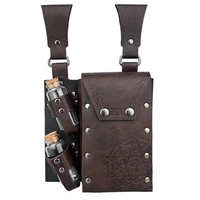 HiiFeuer Mittelalterliche Alchemie Kunstleder Gürteltasche mit 2 Kork