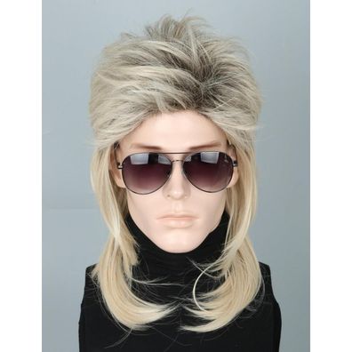 80er Jahre Rocker Vokuhila Perücke für Männer - Halloween, Cosplay, Mottoparty