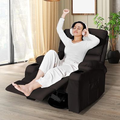 Schaukelstuhl mit Relaxfunktion, Massage & Wärme, USB/USB-C, 360° drehbar