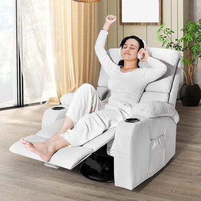 Moonlight Manor Schaukelstuhl mit Massage, Wärme, USB/Typ-C, 360° drehbar