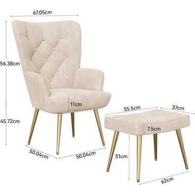 Aivermeil Relaxsessel mit Hocker, modern, Samt, bis 150 kg belastbar, Farbe