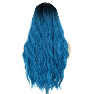 Topcosplay Lang Gewellt Synthetik Perücke für Damen - Blau, ca. 60 cm