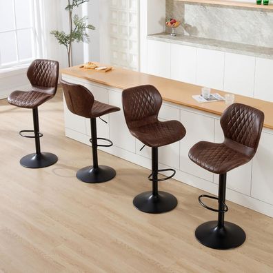 Yuuijoaa Barhocker 4er Set, höhenverstellbar, 360° drehbar, mit Lehne