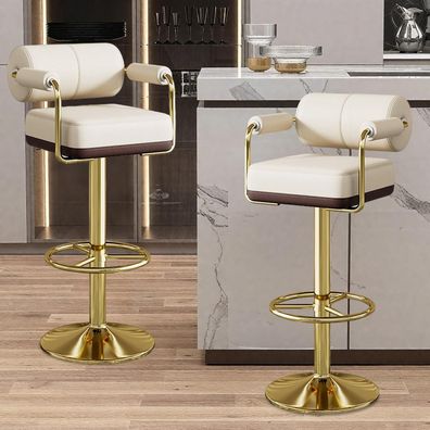 Vigosit Barhocker Set Höhenverstellbar, Gepolstert mit Lehne & Armlehne, 360°