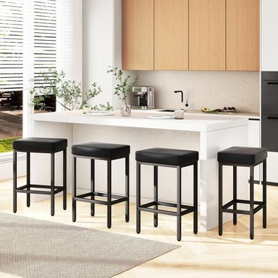 YMYNY Barhocker 4er Set, 66 cm Barstuhl mit Metall Gestell, Küchenhocker Schwarz