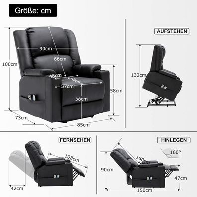 Comhoma Elektrischer Aufstehsessel mit Massagefunktion und Liegefunktion