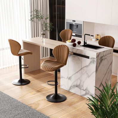 Hawthyhome Barhocker 1er Set, höhenverstellbar mit Lehne, 360° drehbar