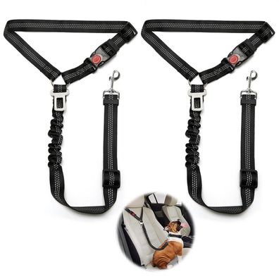 Weniubit 2 Stück Verstellbarer Hundegurt fürs Auto mit Ruckdämpfer, Elastisch