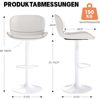 Youhauchair Barhocker 3er Set, höhenverstellbar, drehbar, mit Lehne