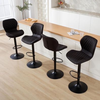 Yuuijoaa Barhocker 4er Set mit Lehne, 360° drehbar, höhenverstellbar