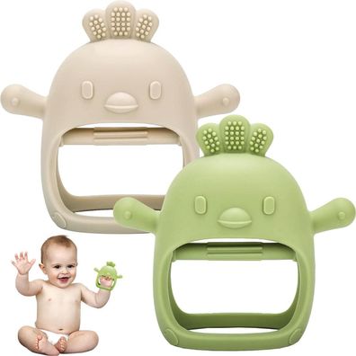 Dzpuhuojz Beißring Baby 2 Stück Spielzeug ab 3 Monate, Zahnungshilfe Handschuh