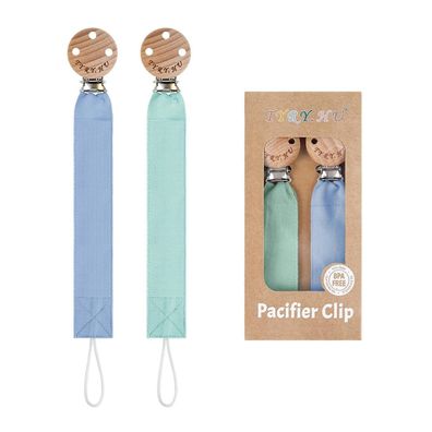 TYRY. HU Schnullerkette 4er Set für Mädchen & Jungen, Stoff mit Holzclip